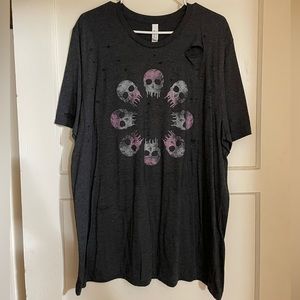 Bella Canvas Distressed Dark Gray Skull T-shirt Size 2X